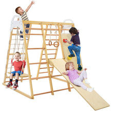 Load image into Gallery viewer, 8-in-1 Wooden Jungle Gym Playset with Monkey Bars-Natural