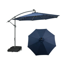 Load image into Gallery viewer, 10 Feet Cantilever Umbrella with 32 LED Lights and Solar Panel Batteries-Navy