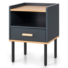 Load image into Gallery viewer, Nightstand Bedside End Table with Drawer and Open Shelf for Living Room Bedroom-Gray