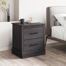 Load image into Gallery viewer, Wood Compact Floor Nightstand with Storage Drawers-Dark Gray