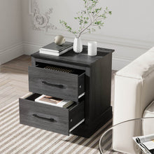 Load image into Gallery viewer, Wood Compact Floor Nightstand with Storage Drawers-Dark Gray