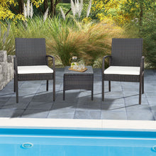 Load image into Gallery viewer, 2 Pieces Patio Wicker Dining Armchair Set with Soft Zippered Cushion