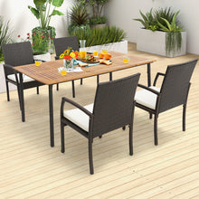 Load image into Gallery viewer, 2 Pieces Patio Wicker Dining Armchair Set with Soft Zippered Cushion