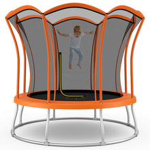 Load image into Gallery viewer, 8 Feet Outdoor Unique Flower Shape Trampoline with Enclosure Net-Orange