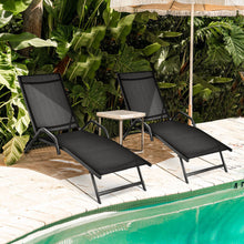 Load image into Gallery viewer, 2 Pieces Outdoor Chaise Lounge with 5-Position Adjustable Backrest-Black