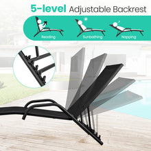 Load image into Gallery viewer, 2 Pieces Outdoor Chaise Lounge with 5-Position Adjustable Backrest-Black