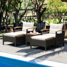 Load image into Gallery viewer, 5 Pieces Patio Conversation Set with Cushions Coffee Table and 2 Ottomans