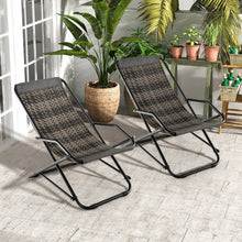 Load image into Gallery viewer, Outdoor Patio PE Wicker Rocking Chair with Armrests and Metal Frame-Gray