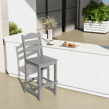 Load image into Gallery viewer, 30 Inches Counter Height HDPE Bar Stool with Backrest and Footrest-Gray