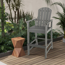 Load image into Gallery viewer, 30 Inches Counter Height Outdoor HDPE Bar Stool with Armrests and Footrest-Gray