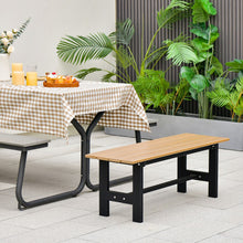Load image into Gallery viewer, 47" Outdoor Chair with Slatted Seat Plastic Coated Iron Frame-Brown