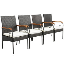 Load image into Gallery viewer, Set of 2/4 Outdoor PE Wicker Chair with Acacia Wood Armrests-Set of 4