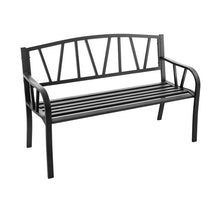 Load image into Gallery viewer, Patio Garden Bench with Rustproof Metal Frame and Slatted Seat-Black