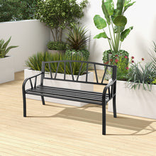 Load image into Gallery viewer, Patio Garden Bench with Rustproof Metal Frame and Slatted Seat-Black