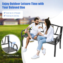 Load image into Gallery viewer, Patio Garden Bench with Rustproof Metal Frame and Slatted Seat-Black
