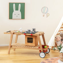 Load image into Gallery viewer, Wooden Play Cart with Sun Proof Umbrella for Toddlers Over 3 Years Old