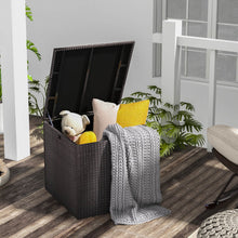 Load image into Gallery viewer, 72 Gallon Rattan Outdoor Storage Box with Zippered Liner and Solid Pneumatic Rod
