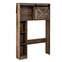 Load image into Gallery viewer, 4-Tier Over The Toilet Storage Cabinet with Sliding Barn Door and Storage Shelves-Brown