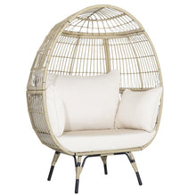 Load image into Gallery viewer, Oversized Patio Rattan Egg Lounge Chair with 4 Cushions-Light Brown