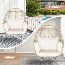 Load image into Gallery viewer, Oversized Patio Rattan Egg Lounge Chair with 4 Cushions-Light Brown