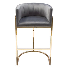 Load image into Gallery viewer, Pandora Bar Height Chair in Grey Velvet with Polished Gold Frame by Diamond Sofa