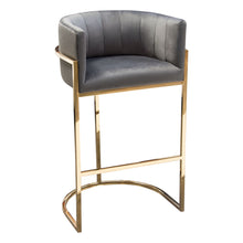 Load image into Gallery viewer, Pandora Bar Height Chair in Grey Velvet with Polished Gold Frame by Diamond Sofa