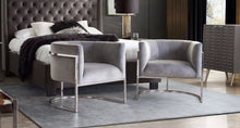Load image into Gallery viewer, Pandora Accent Chair in Grey Velvet with Polished Silver Stainless Steel Frame by Diamond Sofa