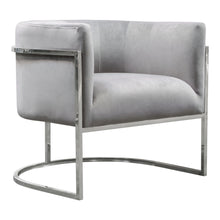 Load image into Gallery viewer, Pandora Accent Chair in Grey Velvet with Polished Silver Stainless Steel Frame by Diamond Sofa