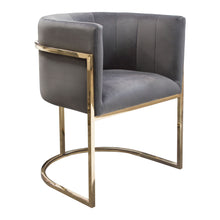 Load image into Gallery viewer, Pandora Dining Chair in Grey Velvet with Polished Gold Frame by Diamond Sofa