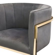 Load image into Gallery viewer, Pandora Dining Chair in Grey Velvet with Polished Gold Frame by Diamond Sofa