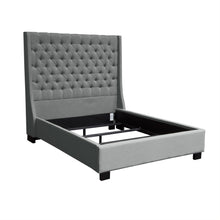 Load image into Gallery viewer, Park Avenue Eastern King Tufted Bed with Vintage Wing in Grey Linen by Diamond Sofa