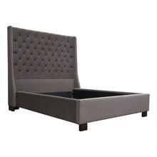 Load image into Gallery viewer, Park Avenue Queen Tufted Bed with Vintage Wing in Smoke Grey Velvet by Diamond Sofa