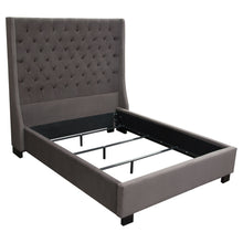 Load image into Gallery viewer, Park Avenue Queen Tufted Bed with Vintage Wing in Smoke Grey Velvet by Diamond Sofa