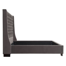 Load image into Gallery viewer, Park Avenue Queen Tufted Bed with Vintage Wing in Smoke Grey Velvet by Diamond Sofa