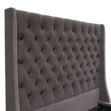 Load image into Gallery viewer, Park Avenue Queen Tufted Bed with Vintage Wing in Smoke Grey Velvet by Diamond Sofa