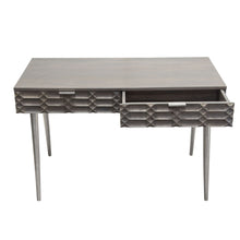 Load image into Gallery viewer, Petra Solid Mango Wood 2-Drawer Writing Desk in Smoke Grey Finish w/ Nickel Legs by Diamond Sofa