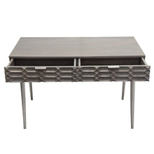 Load image into Gallery viewer, Petra Solid Mango Wood 2-Drawer Writing Desk in Smoke Grey Finish w/ Nickel Legs by Diamond Sofa