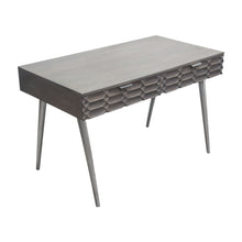 Load image into Gallery viewer, Petra Solid Mango Wood 2-Drawer Writing Desk in Smoke Grey Finish w/ Nickel Legs by Diamond Sofa
