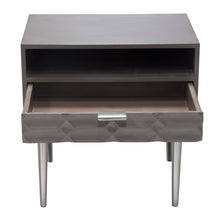 Load image into Gallery viewer, Petra Solid Mango Wood 1-Drawer Accent Table in Smoke Grey Finish w/ Nickel Legs by Diamond Sofa