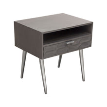 Load image into Gallery viewer, Petra Solid Mango Wood 1-Drawer Accent Table in Smoke Grey Finish w/ Nickel Legs by Diamond Sofa