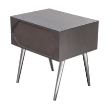 Load image into Gallery viewer, Petra Solid Mango Wood 1-Drawer Accent Table in Smoke Grey Finish w/ Nickel Legs by Diamond Sofa