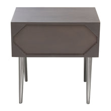 Load image into Gallery viewer, Petra Solid Mango Wood 1-Drawer Accent Table in Smoke Grey Finish w/ Nickel Legs by Diamond Sofa
