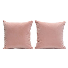 Load image into Gallery viewer, Set of (2) 16" Square Accent Pillows in Blush Pink Velvet by Diamond Sofa