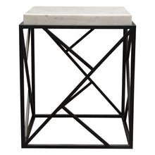 Load image into Gallery viewer, Plymouth Square Accent Table w/ Genuine Grey Marble Top & Black Metal Base by Diamond Sofa
