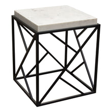 Load image into Gallery viewer, Plymouth Square Accent Table w/ Genuine Grey Marble Top & Black Metal Base by Diamond Sofa