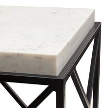 Load image into Gallery viewer, Plymouth Square Accent Table w/ Genuine Grey Marble Top & Black Metal Base by Diamond Sofa