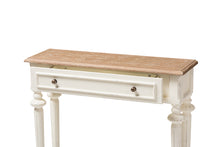 Load image into Gallery viewer, Baxton Studio Marquetterie French Provincial Style Weathered Oak and White Wash Distressed Finish Wood Two-Tone Console Table