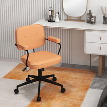 Load image into Gallery viewer, PU Leather Office Chair with Rocking Backrest and Ergonomic Armrest-Orange