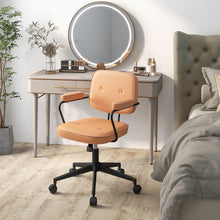 Load image into Gallery viewer, PU Leather Office Chair with Rocking Backrest and Ergonomic Armrest-Orange