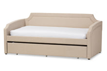 Load image into Gallery viewer, Baxton Studio Parkson Modern and Contemporary Beige Linen Fabric Curved Notched Corners Sofa Twin Daybed with Roll-Out Trundle Guest Bed
